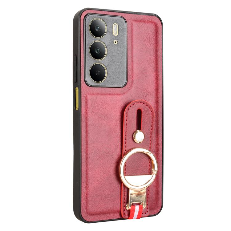 For Realme C75 Wristband Leather Back Phone Case