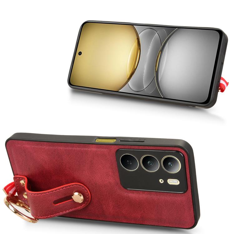 For Realme C75 Wristband Leather Back Phone Case