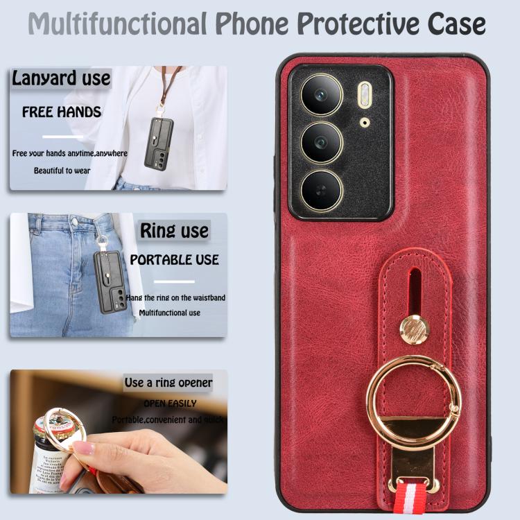 For Realme C75 Wristband Leather Back Phone Case