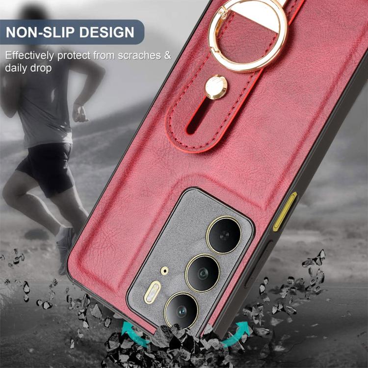 For Realme C75 Wristband Leather Back Phone Case