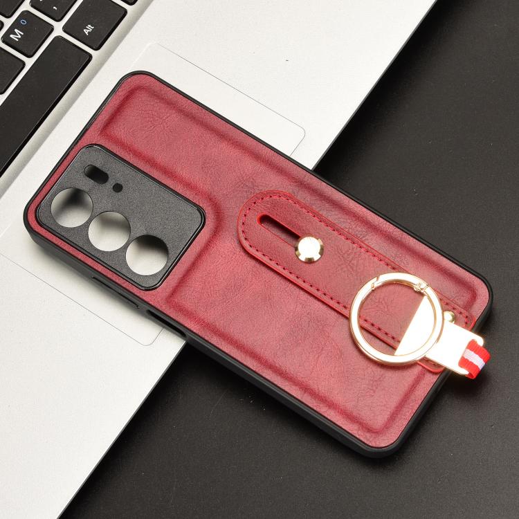 For Realme C75 Wristband Leather Back Phone Case