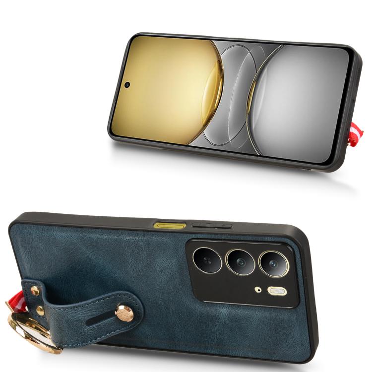 For Realme C75 Wristband Leather Back Phone Case
