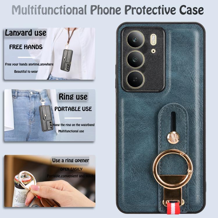 For Realme C75 Wristband Leather Back Phone Case