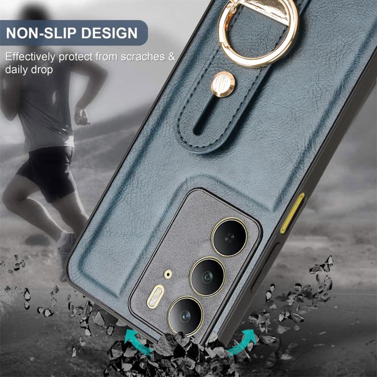For Realme C75 Wristband Leather Back Phone Case