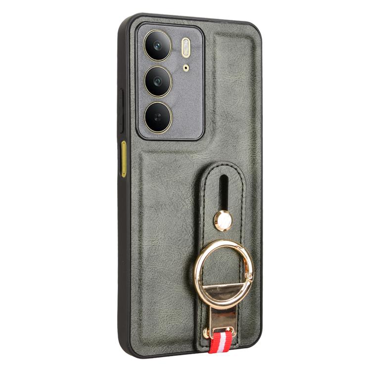 For Realme C75 Wristband Leather Back Phone Case