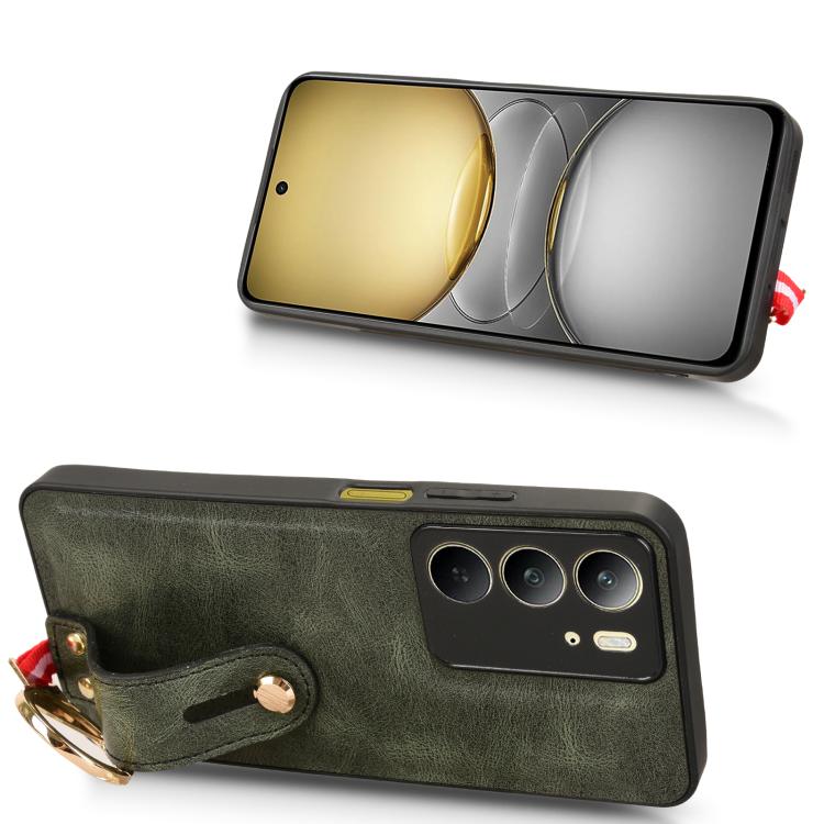 For Realme C75 Wristband Leather Back Phone Case