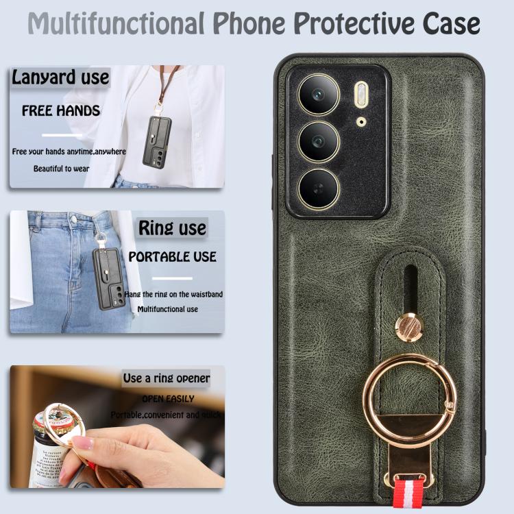 For Realme C75 Wristband Leather Back Phone Case