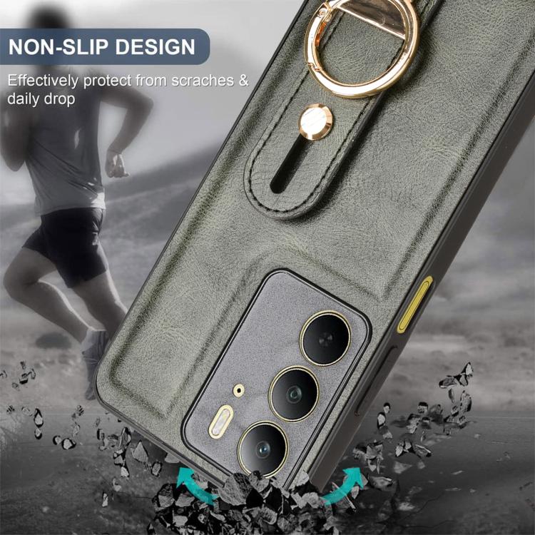 For Realme C75 Wristband Leather Back Phone Case