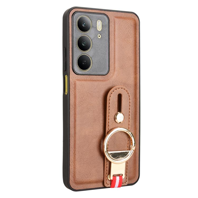 For Realme C75 Wristband Leather Back Phone Case