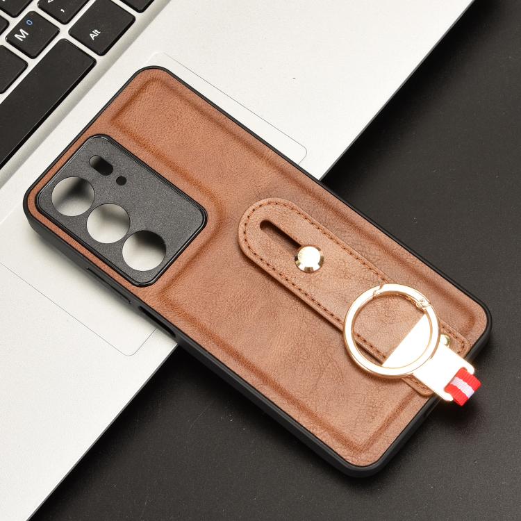 For Realme C75 Wristband Leather Back Phone Case
