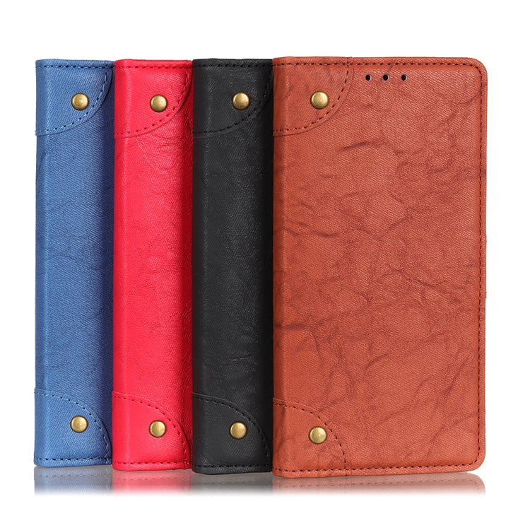 For OPPO Reno4 Copper Buckle Retro Crazy Horse Texture Horizontal Flip Leather Case with Holder & Card Slots & Wallet
