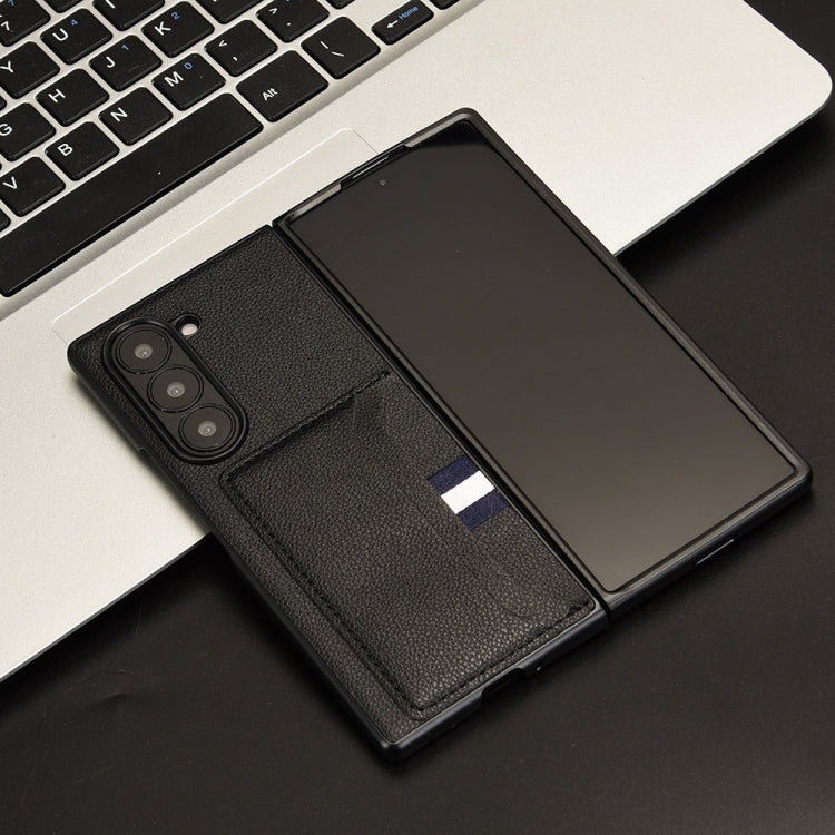 For Samsung Galaxy Z Fold6 Litchi Texture Card Slots Back Cover Phone Case