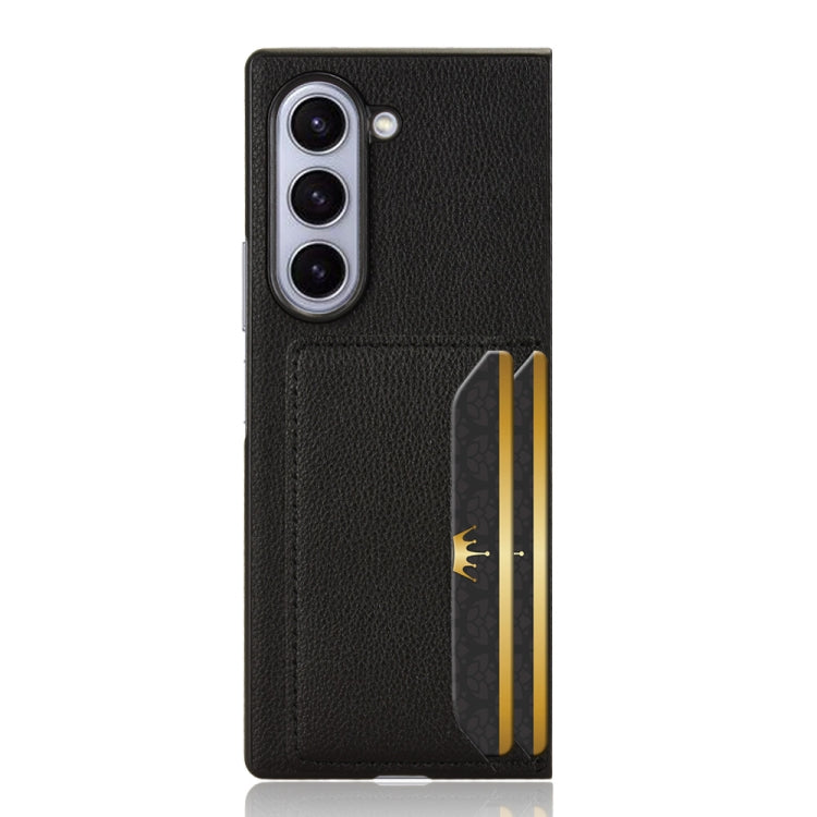 For Samsung Galaxy Z Fold6 Litchi Texture Card Slots Back Cover Phone Case