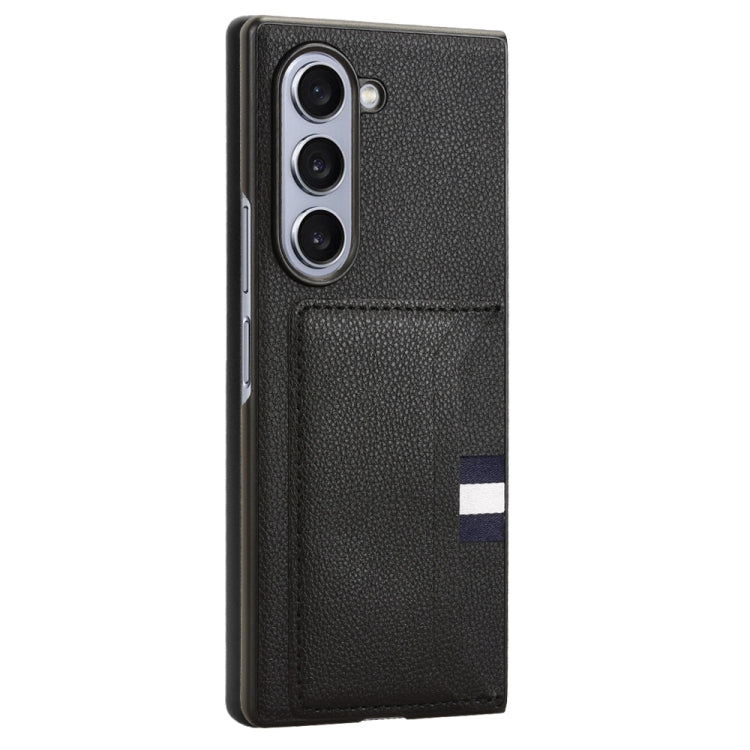 For Samsung Galaxy Z Fold6 Litchi Texture Card Slots Back Cover Phone Case