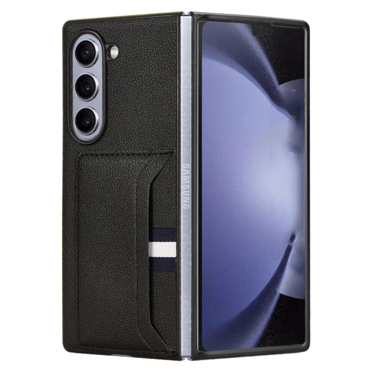 For Samsung Galaxy Z Fold6 Litchi Texture Card Slots Back Cover Phone Case