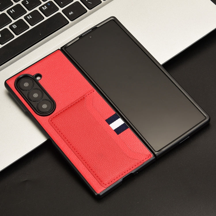 For Samsung Galaxy Z Fold6 Litchi Texture Card Slots Back Cover Phone Case