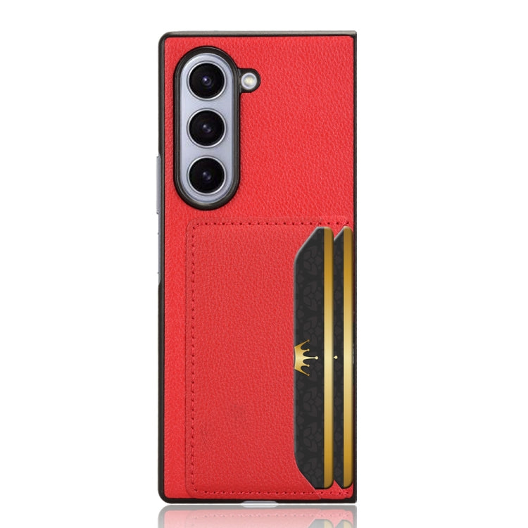 For Samsung Galaxy Z Fold6 Litchi Texture Card Slots Back Cover Phone Case