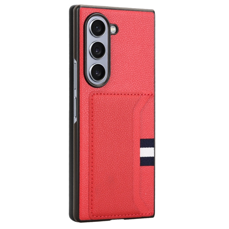 For Samsung Galaxy Z Fold6 Litchi Texture Card Slots Back Cover Phone Case