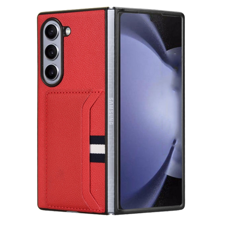 For Samsung Galaxy Z Fold6 Litchi Texture Card Slots Back Cover Phone Case