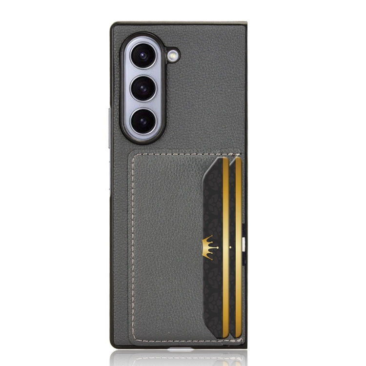 For Samsung Galaxy Z Fold6 Litchi Texture Card Slots Back Cover Phone Case