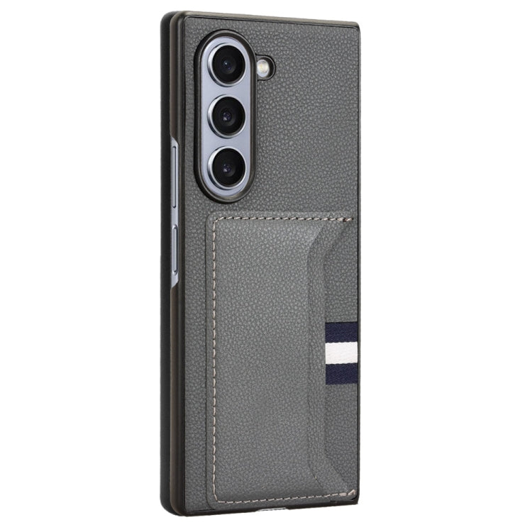 For Samsung Galaxy Z Fold6 Litchi Texture Card Slots Back Cover Phone Case