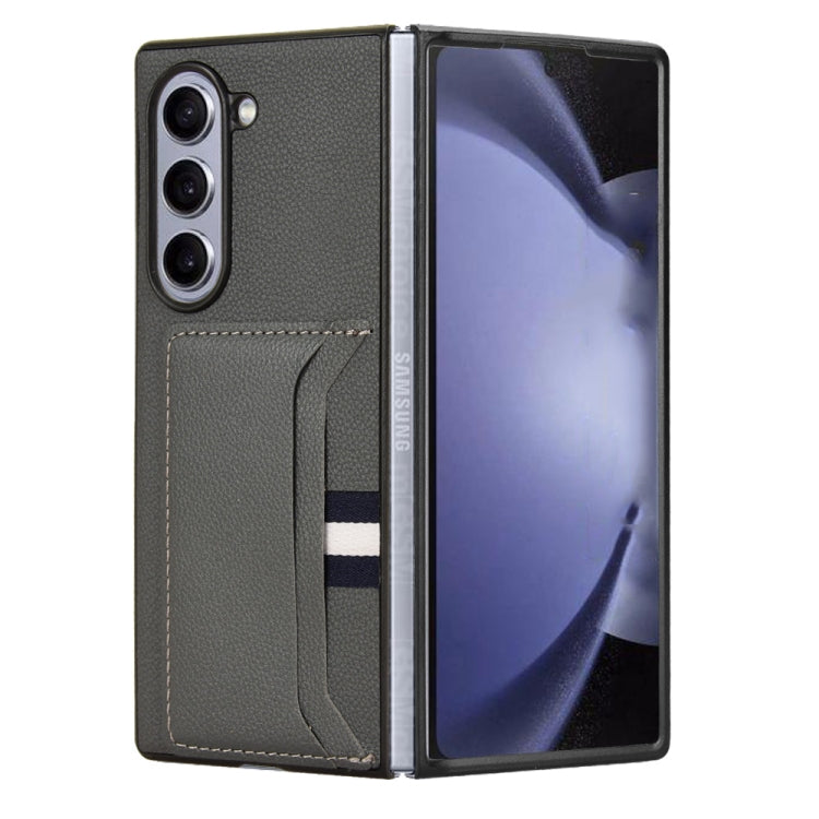 For Samsung Galaxy Z Fold6 Litchi Texture Card Slots Back Cover Phone Case