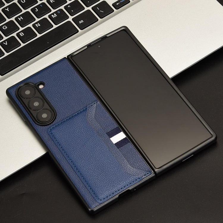 For Samsung Galaxy Z Fold6 Litchi Texture Card Slots Back Cover Phone Case