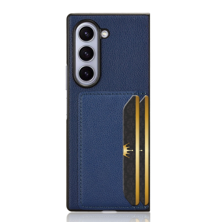 For Samsung Galaxy Z Fold6 Litchi Texture Card Slots Back Cover Phone Case