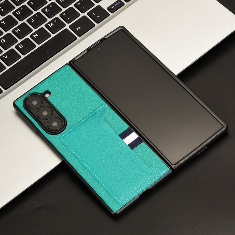 For Samsung Galaxy Z Fold6 Litchi Texture Card Slots Back Cover Phone Case