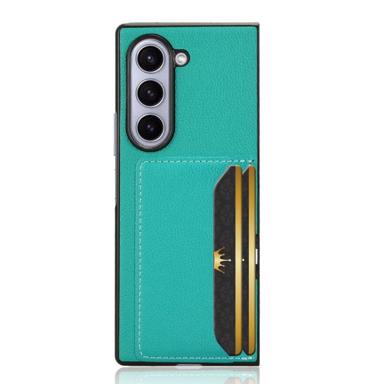 For Samsung Galaxy Z Fold6 Litchi Texture Card Slots Back Cover Phone Case