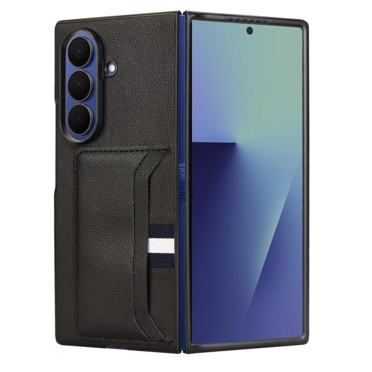 For Samsung Galaxy Z Fold7 5G Litchi Texture Card Slots Back Cover Phone Case