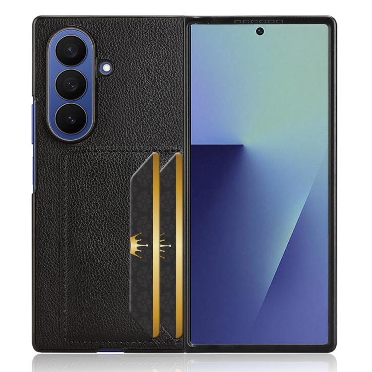 For Samsung Galaxy Z Fold7 5G Litchi Texture Card Slots Back Cover Phone Case