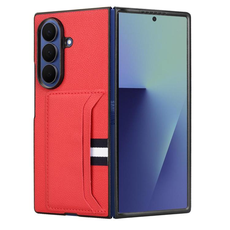 For Samsung Galaxy Z Fold7 5G Litchi Texture Card Slots Back Cover Phone Case