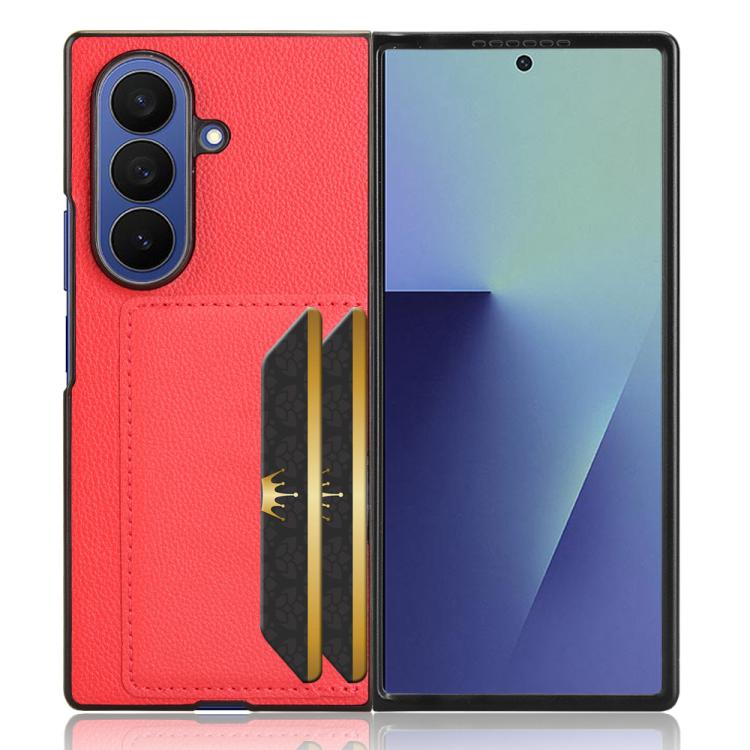 For Samsung Galaxy Z Fold7 5G Litchi Texture Card Slots Back Cover Phone Case