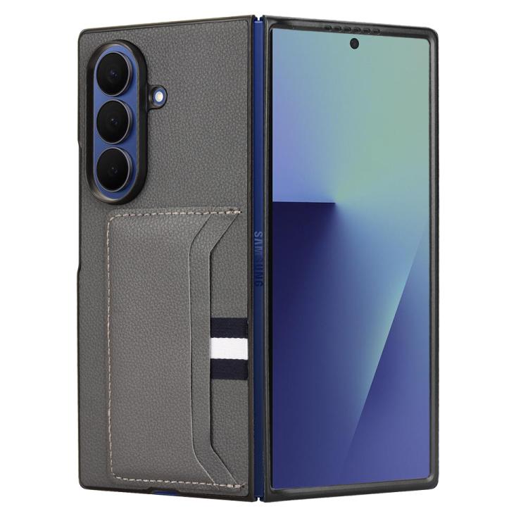 For Samsung Galaxy Z Fold7 5G Litchi Texture Card Slots Back Cover Phone Case