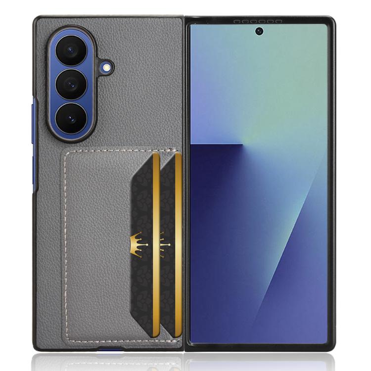 For Samsung Galaxy Z Fold7 5G Litchi Texture Card Slots Back Cover Phone Case