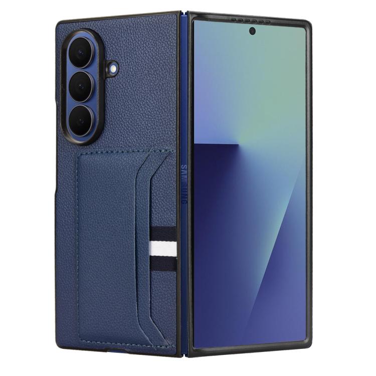 For Samsung Galaxy Z Fold7 5G Litchi Texture Card Slots Back Cover Phone Case