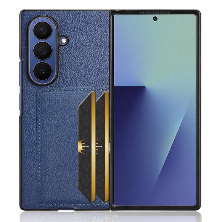 For Samsung Galaxy Z Fold7 5G Litchi Texture Card Slots Back Cover Phone Case