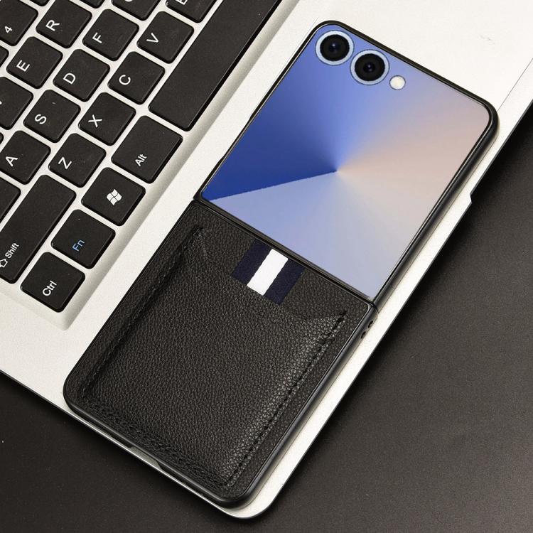 For Samsung Galaxy Z Flip7 5G Litchi Texture Card Slots Back Cover Phone Case