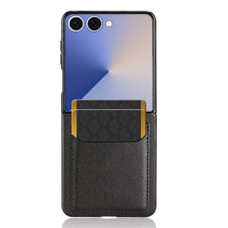 For Samsung Galaxy Z Flip7 5G Litchi Texture Card Slots Back Cover Phone Case