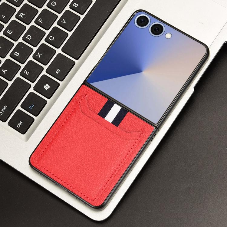 For Samsung Galaxy Z Flip7 5G Litchi Texture Card Slots Back Cover Phone Case