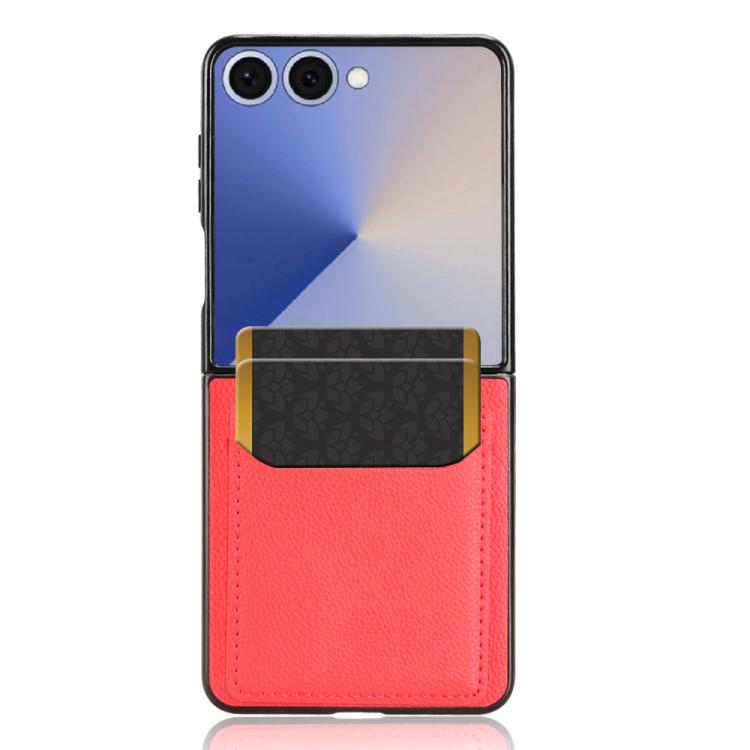 For Samsung Galaxy Z Flip7 5G Litchi Texture Card Slots Back Cover Phone Case