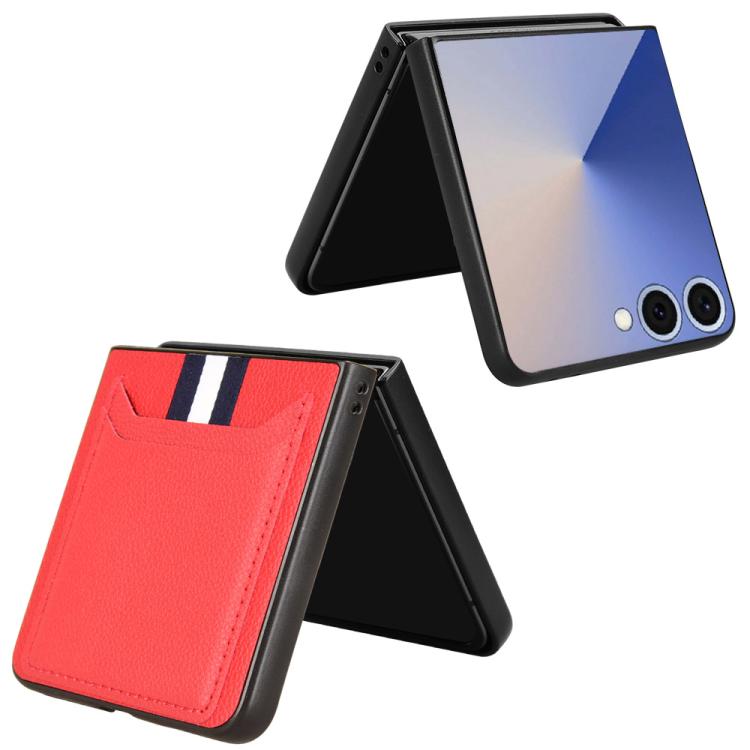 For Samsung Galaxy Z Flip7 5G Litchi Texture Card Slots Back Cover Phone Case