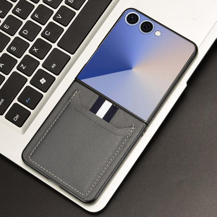 For Samsung Galaxy Z Flip7 5G Litchi Texture Card Slots Back Cover Phone Case