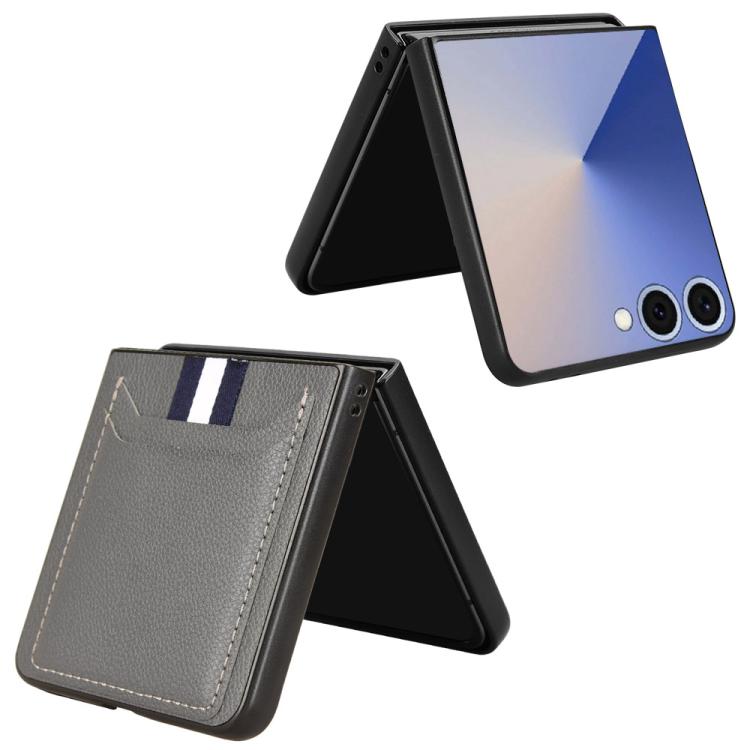 For Samsung Galaxy Z Flip7 5G Litchi Texture Card Slots Back Cover Phone Case