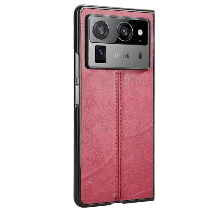 For Tecno Phantom V Fold2 Cow Pattern Sewing Back Cover Phone Case
