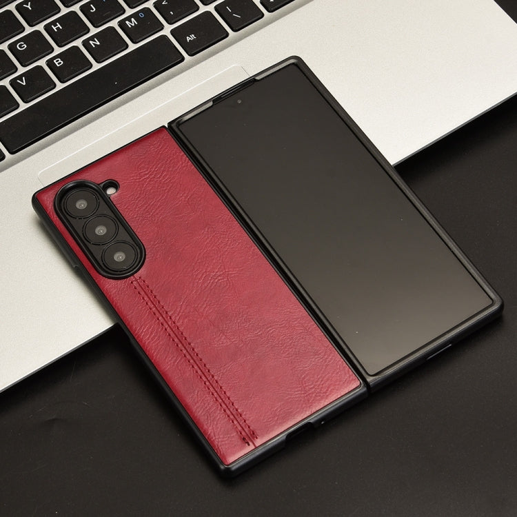 For Samsung Galaxy Z Fold6 Cow Pattern Sewing Back Cover Phone Case