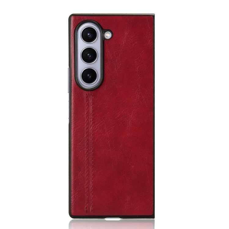 For Samsung Galaxy Z Fold6 Cow Pattern Sewing Back Cover Phone Case