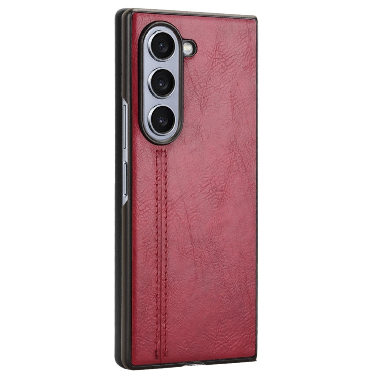 For Samsung Galaxy Z Fold6 Cow Pattern Sewing Back Cover Phone Case