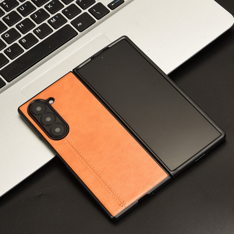 For Samsung Galaxy Z Fold6 Cow Pattern Sewing Back Cover Phone Case